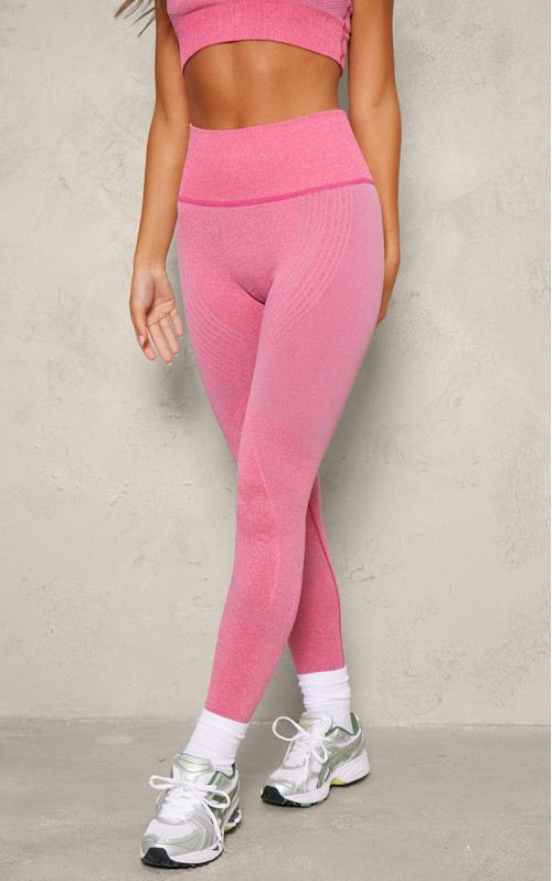 Рожеві безшовні легінси з високою талією
