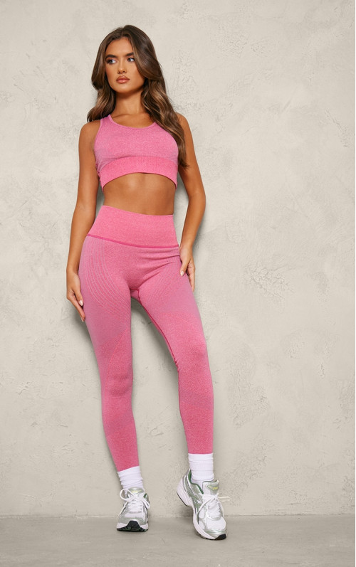 Рожеві безшовні легінси з високою талією