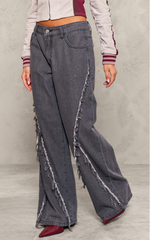 Широкі джинси Petite Washed Grey Fray Detail