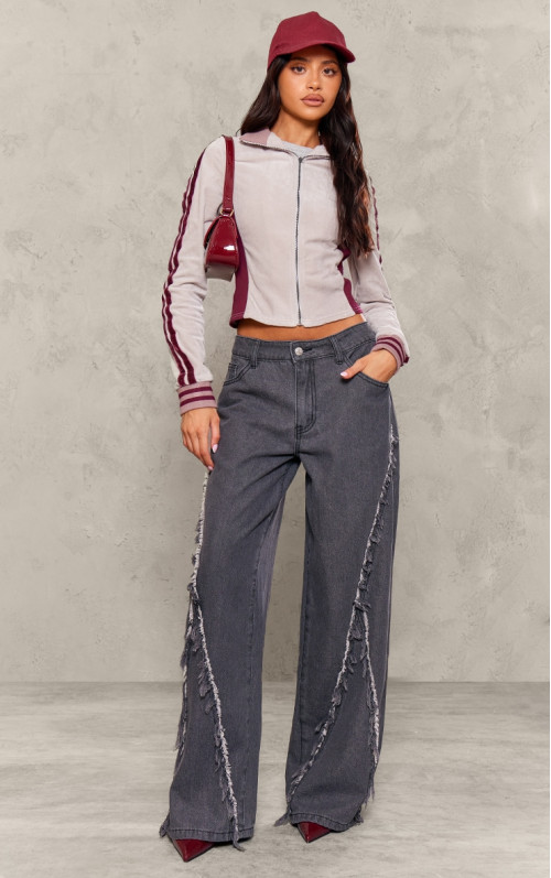 Широкі джинси Petite Washed Grey Fray Detail