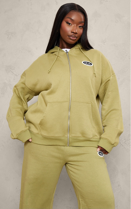 Велика толстовка на блискавці з логотипом PRETTYLITTLETHING Plus