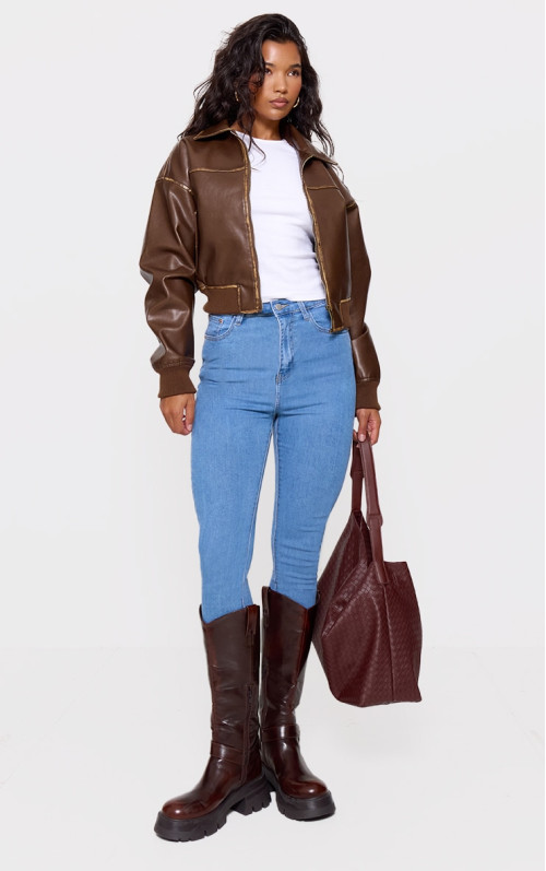 Вузькі джинси PRETTYLITTLETHING L30 Light Wash з 5 кишенями