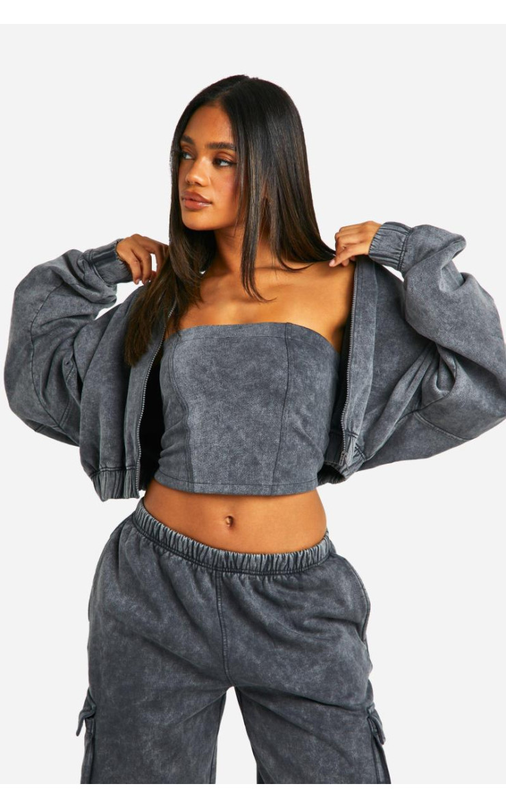 Спортивний костюм Acid Wash з капюшоном і трикомпонентним корсетом