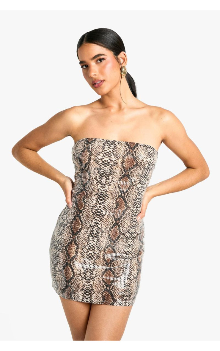 Міні-сукня бандо зі змійкою і блискітками