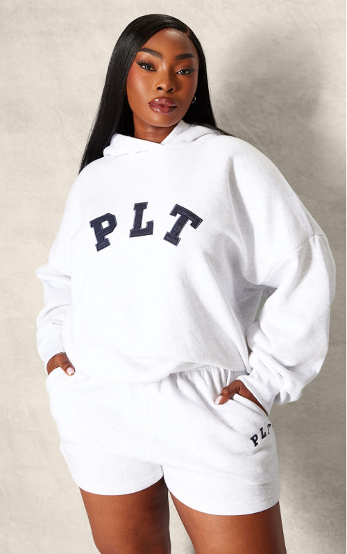 PrettyLittlething Plus Ash Grey Logo негабаритний балахон