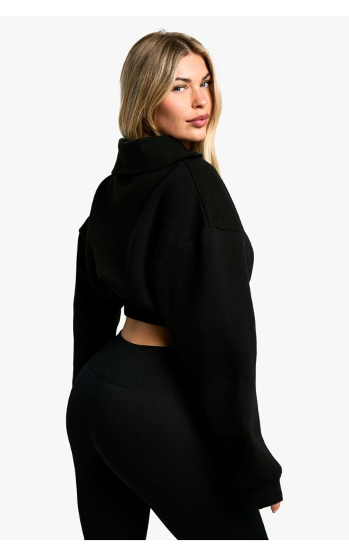 УКОРОЧЕНИЙ СВІТШОТ З НАДВИЖЕНИМ КОМІРОМ НА ПОЛОВИНУ БЛАНКІВКИ