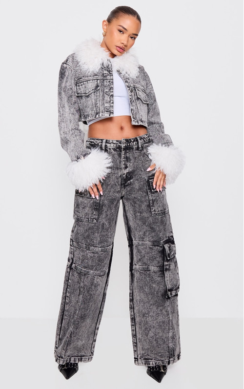 Джинси Petite Washed Grey Denim з кишенями