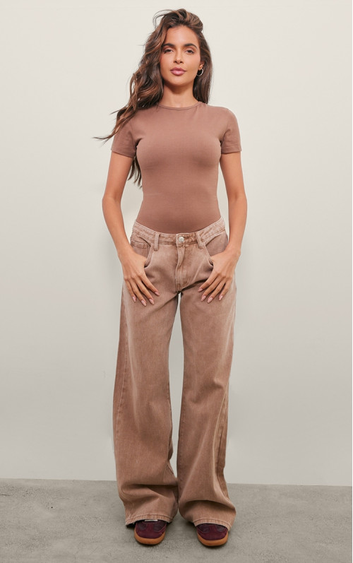 Випрані сіро-коричневі джинси-бойфренди з низькою посадкою