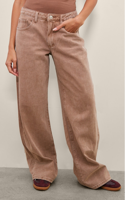 Випрані сіро-коричневі джинси-бойфренди з низькою посадкою