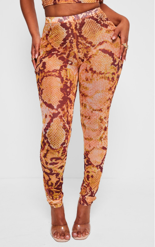Легінси з високою талією і помаранчевим принтом зі змією