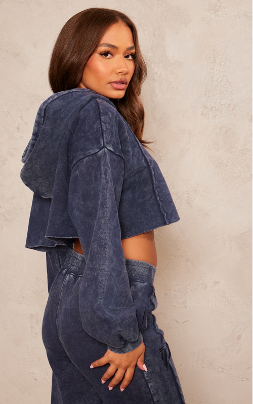 Укорочена толстовка з капюшоном Petite Acid Wash із швами