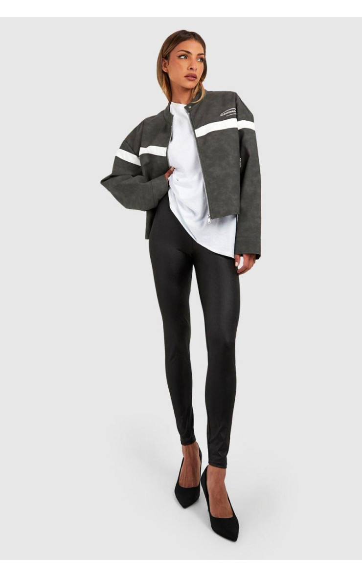 Легінси зі шкіряним контурним швом
