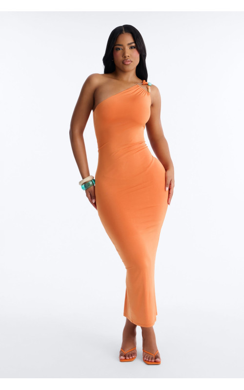 Сукня Максі 'Цитрусовий Стиск' з Одним Плечем