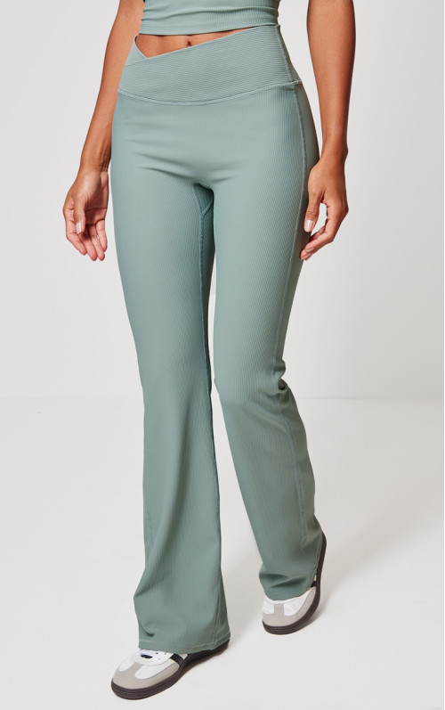 Штани для йоги Sea Green Active Rib з перехресною талією