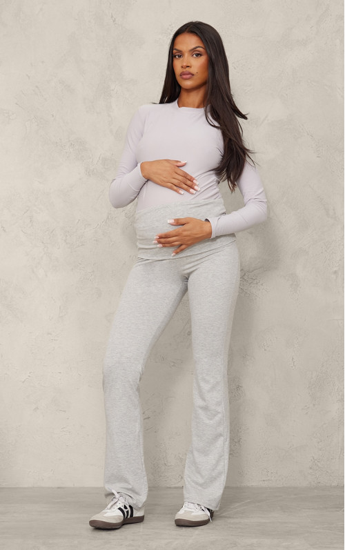 Розкльошені легінси для вагітних сірого марлу