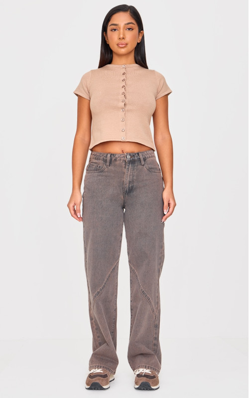 Прямі джинси Petite Dark Sand Seam Detail