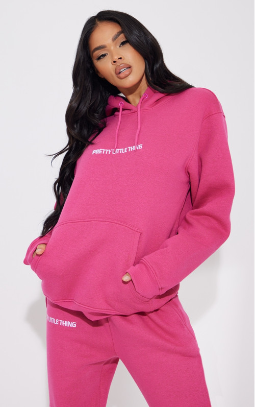Худі PRETTYLITTLETHING яскраво-рожевого кольору з вишивкою