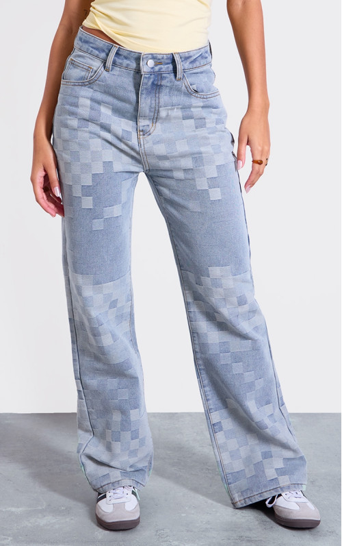 Сірі вицвілі джинси Digital Checkerboard Denim