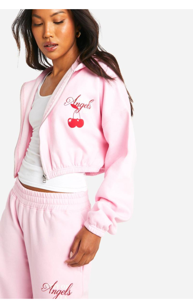 Худі з вишневим принтом на блискавці