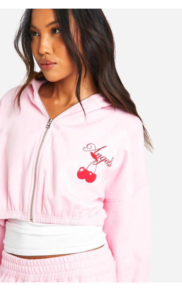Худі з вишневим принтом на блискавці