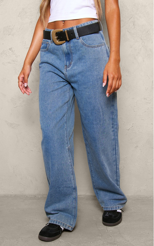 Світло-блакитні джинси з широкими штанинами Petite із принтом