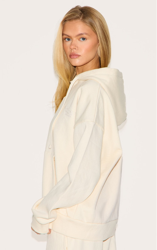 PrettyLittlething Cream Premium Extired Zip Front негабаритний балахон