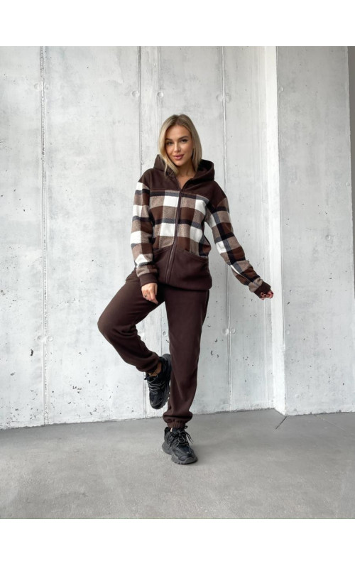 Спортивний флісовий костюм клітинка 