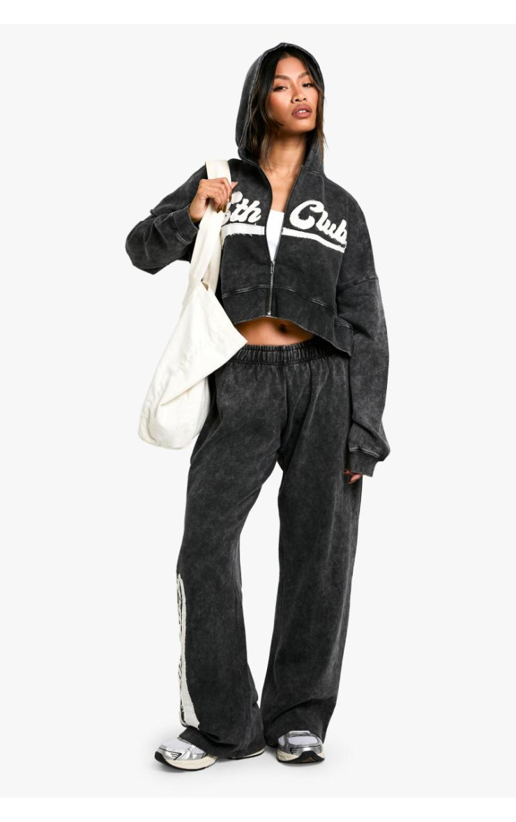 Толстовка Ath Club Acid Wash Boxy Crop Zip Through