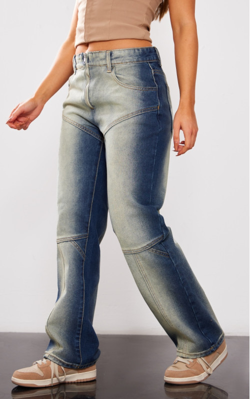 Джинсові джинси Petite Dark Indigo Washed Ombre Paneled Denim