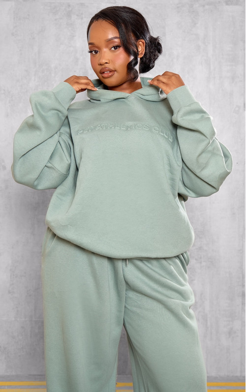 Велика толстовка з тисненням PRETTYLITTLETHING Plus Sage Athletics Club