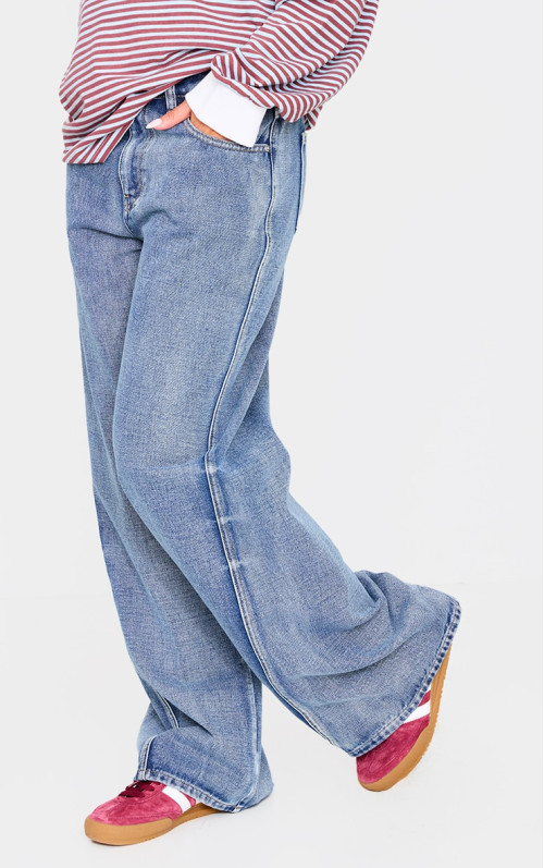 Широкі джинси Acid Blue Wash із заниженою посадкою і швами