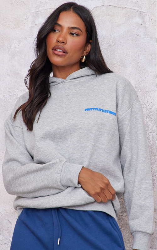 PrettyLittlething Grey Puff Back Print Booady